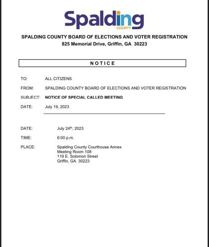 Spalding County, Georgia - July 24, 2023 - Vote on Election Integrity Measures