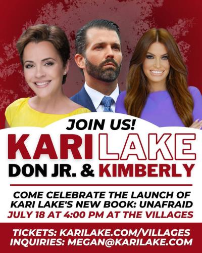 Wildwood, Florida - July 18, 2023 - Kari Lake and Don Trump Jr.