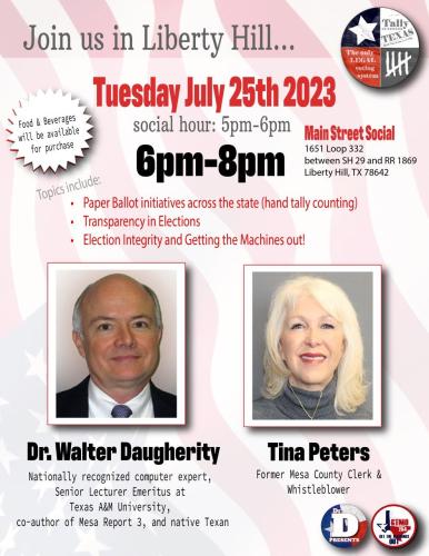 Liberty Hills, Texas - July 25, 2023 - Election Integrity