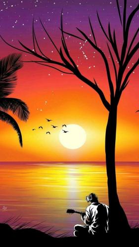 Man Playing Guitar in nature