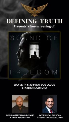Corona, California - July 27, 2023 - Free Screening of Sound of Freedom with Assemblyman Bill Essayli