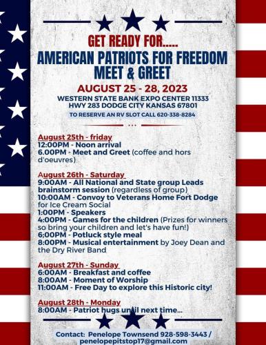 Dodge City, Kansas - Aug 25-28, 2023 - American Patriots for Freedom - Meet and Greet