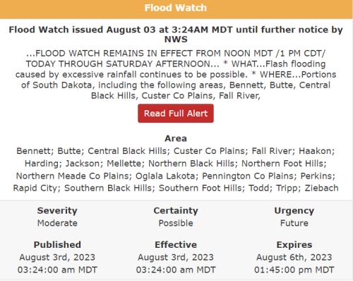 Flood watch western south dakota