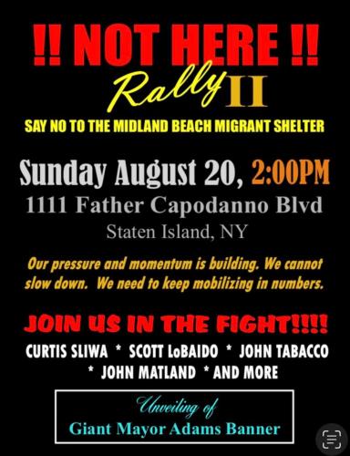 Staten Island, New York, Aug 20, 2023 - Rally Against Midland Beach Migrant Center