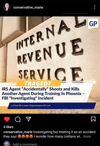 87000 irs armed agents gun shooting each other