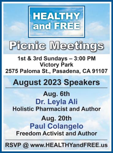 Pasadena, California - Aug 20, 2023 - Healthy and Free Picnic Meeting - Paul Colangelo Freedom Activist and Author