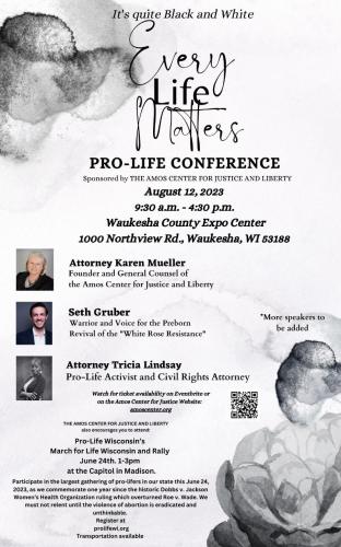 Waukesha, Wisconsin - August 12. 2023 - Every Life Counts - Pro Life Conference