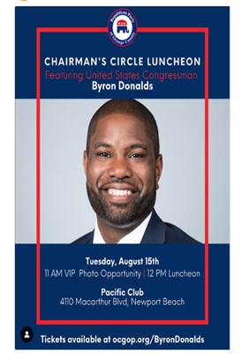 Newport Beach, California - Aug 15, 2023 - OCGOp Chairman's Circle Luncheon Featuring Byron Donalds
