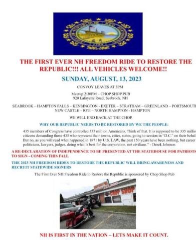 Seabrook, New Hampshire - Aug 13, 2023 - Freedom Ride to Restore the Republic