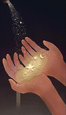 Stardust water into hands
