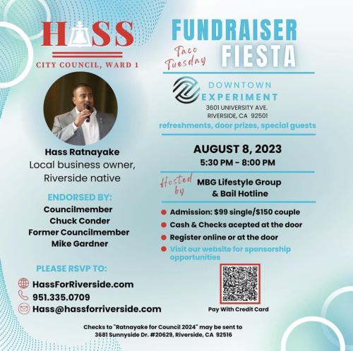 Riverside, California - Aug 8, 2023 - Fundraiser - Hass for City Council Ward 1
