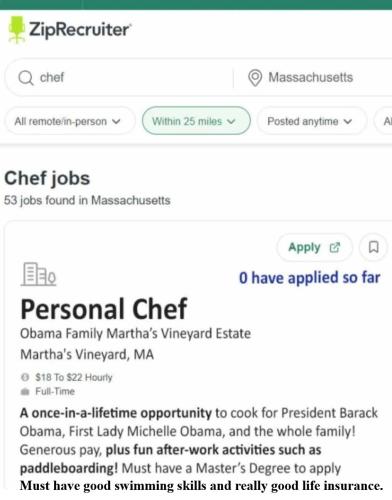 Chef job zero have applied so far