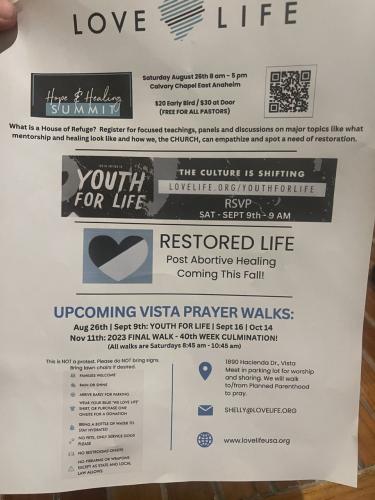 Pasadena, California - Aug and Sept 2023 - Love Life Events