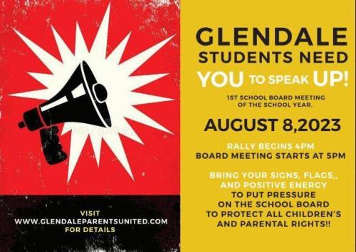 Glendale, California – Aug 8, 2023 – Speak Up at School Board Meeting