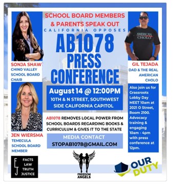 Sacramento, California - Aug 14, 2023 - AB1078 Press Conference