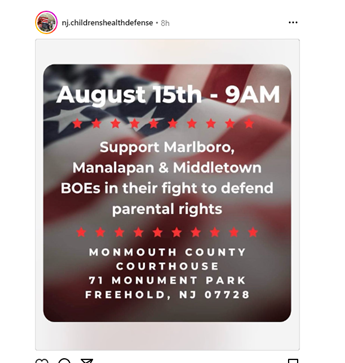 Freehold, New Jersey - Aug 15, 2023 - Support BOEs Fight to Defend Parental Rights
