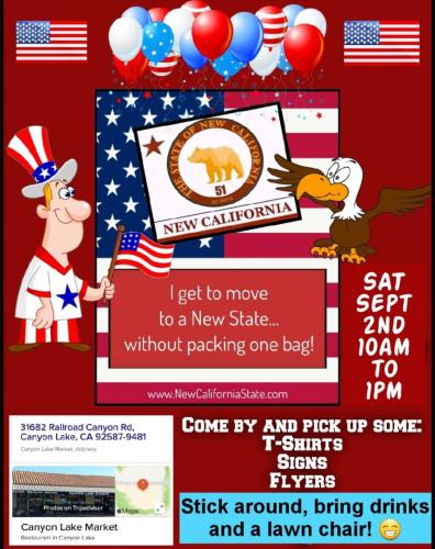 Canyon Lake, California - Sep 2, 2023 - New California Initiative