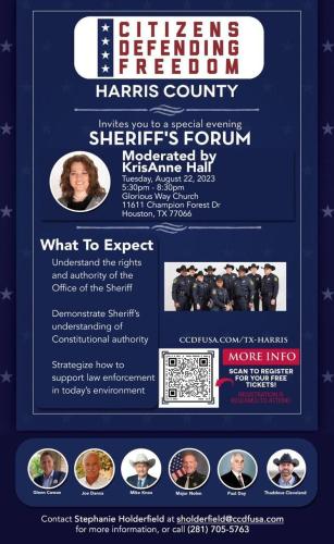 Houston, Texas - Aug 22, 2023 - Citizens Defending Freedom - Sheriff's Forum