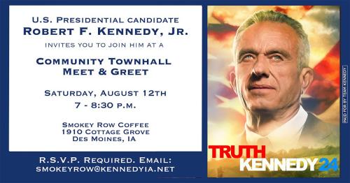 Des Moines, Iowa - Aug 12, 2023 - Community Townhall Meet and Geet - Robert F Kennedy Jr.
