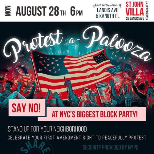Staten Island, New York - Aug 28, 2023 - Protest-a-Palooza