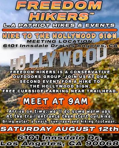 Los Angeles, California - Aug 12, 2023 - Freedom Hikers