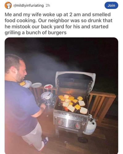 neighbour BBQing