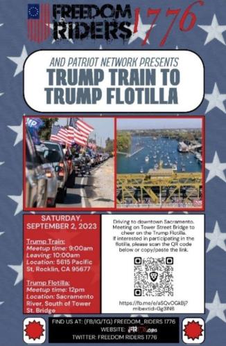 Rocklin, California - Sep 2, 2023 - Trump Train to Trump Flotilla