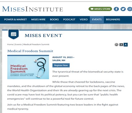 Salem, New Hampshire - Aug 19, 2023 - Medical Freedom Summit