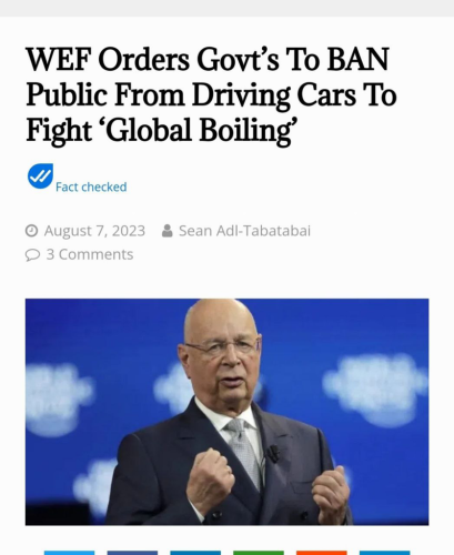 WEF Ban Cars Global Warming