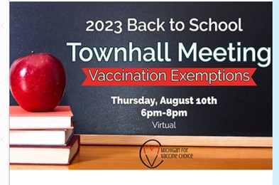 Michigan - Online Event - Aug 10, 2023 - Back to School Townhall - Vaccination Exemptions