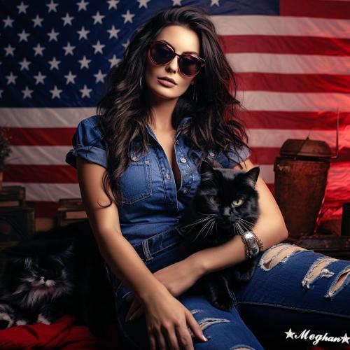 Patriot Woman and Black Cat