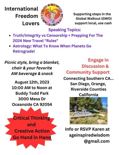 Oceanside, California - Aug 12, 2023 - International Freedom Lovers Monthly Gathering