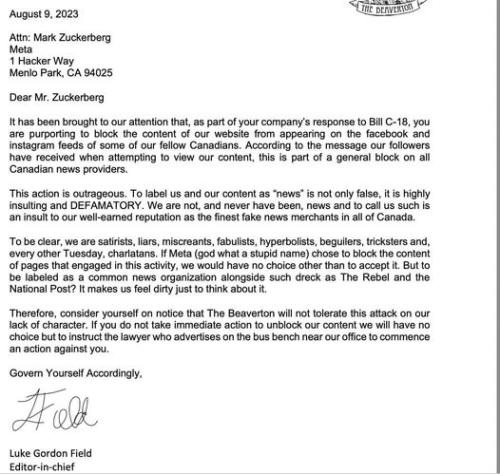 beaverton letter
