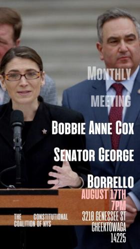 Cheektowaga, New York - Aug 17, 2023 - Monthly Meeting Bobbie Anne Cox and Senator George Borrello