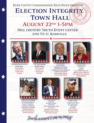 Kerrville, Texas - Aug 22, 2023 - Election Integrity Town Hall