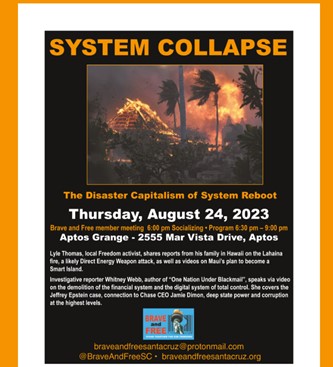Aptos, California - Aug 24, 2023 - Brave and Free Santa Cruz - System Collapse