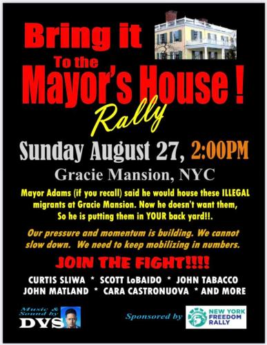New York, New York - Aug 27, 2023 - Rally at Gracie Mansion in Opposition of Migrant Camps