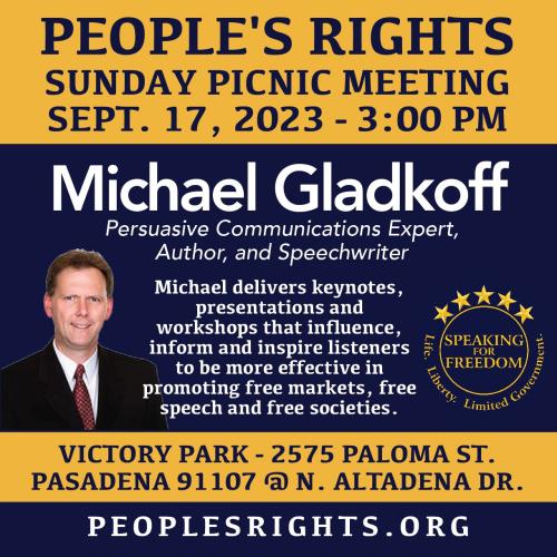 Pasadena, California - Sep 17, 2023 - People's Rights Picnic Meeting