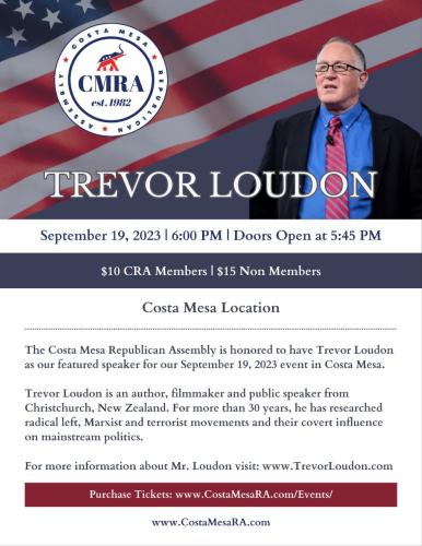 Costa Mesa California - Sep 19, 2023 - CMRA Presents Trevor Loudon