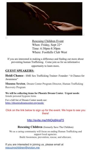 Phoenix, Arizona - Sep 22, 2023 - Rescuing Children Event