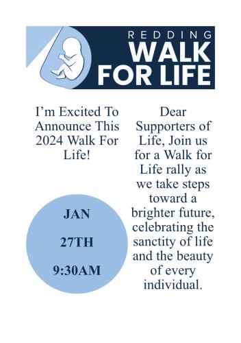 Walk for life Annoucment