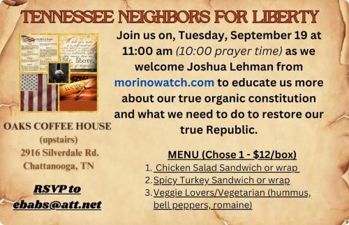 Chattanooga, Tennessee - Sep 19, 2023 - Meeting of Tennesee Neighbors for Liberty