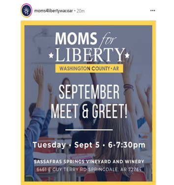 Springdale, Arkansas - Sep 5, 2023 - Moms for Liberty Meet and Greet