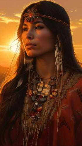 Native American Woman in leather dress