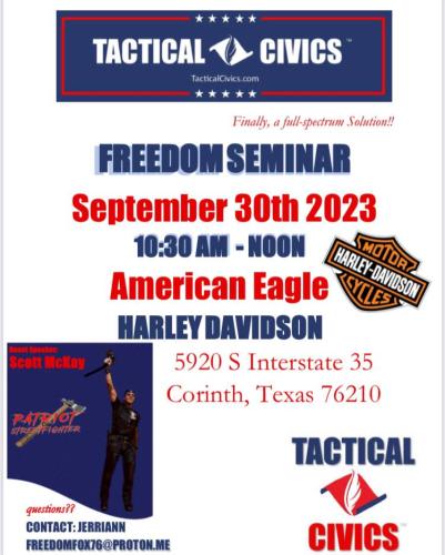 Corinth, Texas - Sep 30, 2023 - Tactical Civics - Freedom Seminar