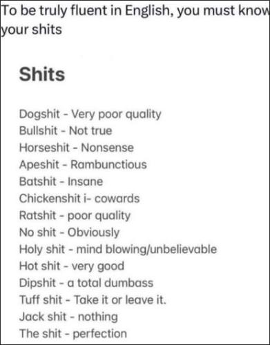 know your shits