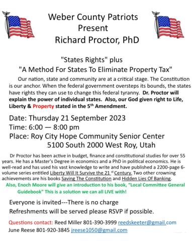 West Roy, Utah - Sep 23, 2023 - Weber County Patriots - States Rights