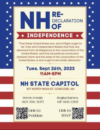 Concord, New Hampshire - Sep 26, 2023 - NH Redeclaration of Independence