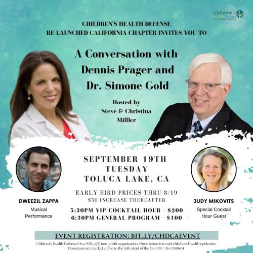 Toluca Lake, California – Sep 19, 2023 – CHD - A Conversation with Dennis Prager and Dr. Simone Gold