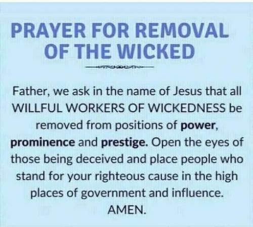 Prayer for removal of the wicked